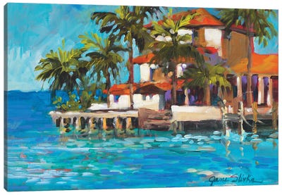 Island Beach House Canvas Art Print - Tropical Décor