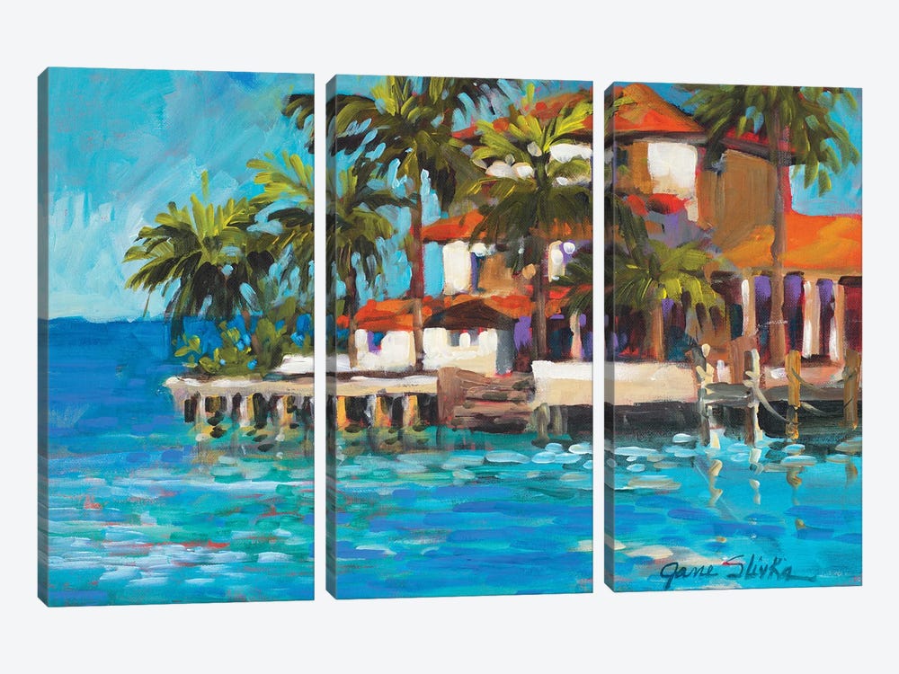 Island Beach House by Jane Slivka 3-piece Canvas Print