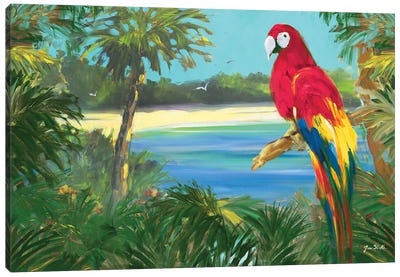 Parrot By The Ocean Canvas Art Print