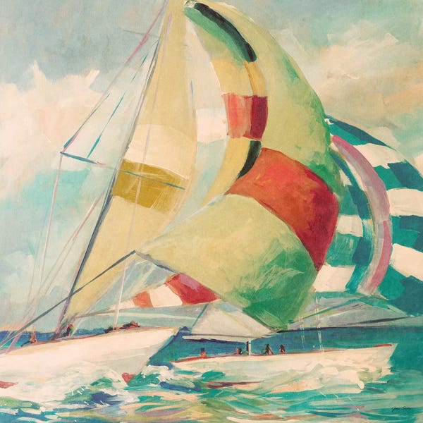 Sailboats: Calm Full Sail I by Jane Slivka