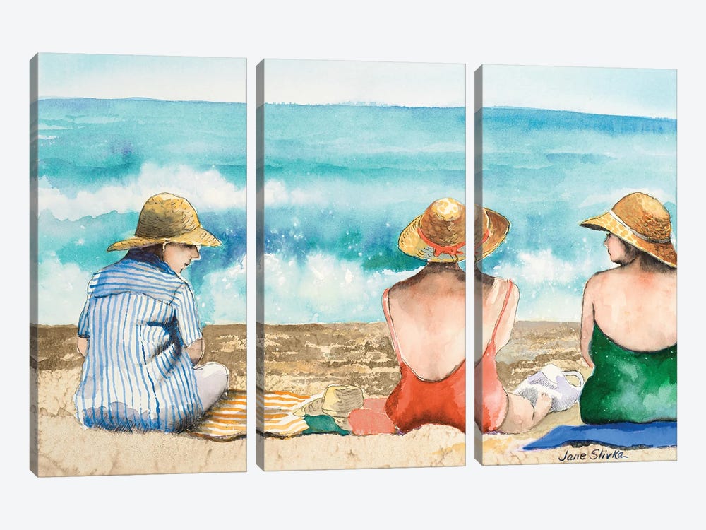 Straw Hats by Jane Slivka 3-piece Canvas Print