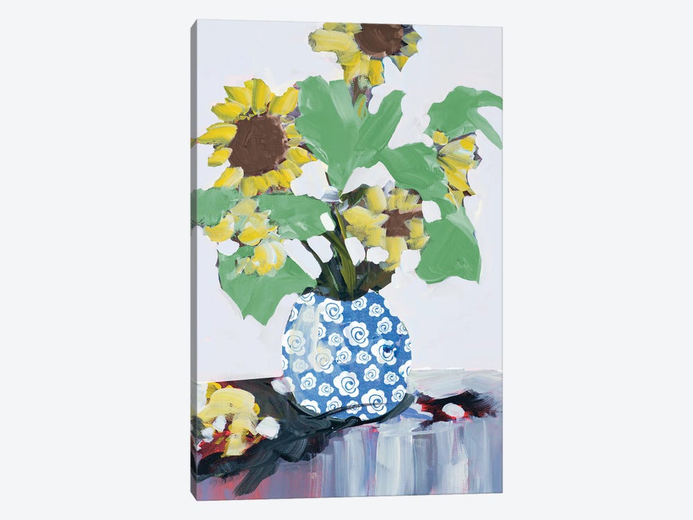 Sunflowers In Decorative Vase by Jane Slivka 1-piece Art Print