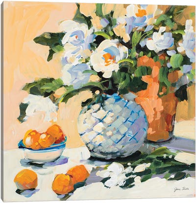 Flowers And Oranges Canvas Art Print - Orange Art