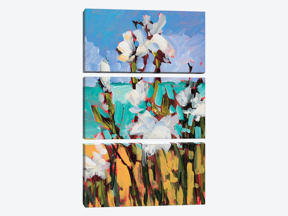 Flowers By The Beach by Jane Slivka 3-piece Canvas Wall Art
