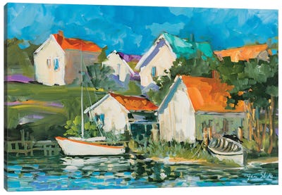 Lake Town Canvas Art Print - Nautical Décor