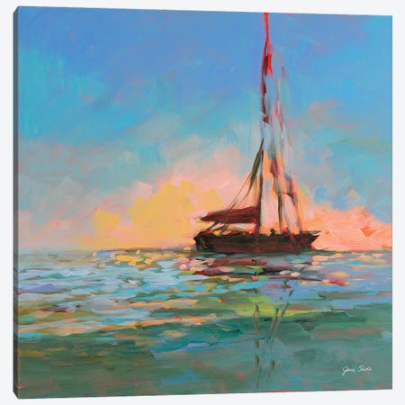 Sailboat On The Horizon Canvas Print #JSL147} by Jane Slivka Canvas Print