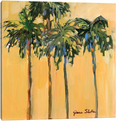 Tropical Palms On Yellow Canvas Art Print - Tropical Décor