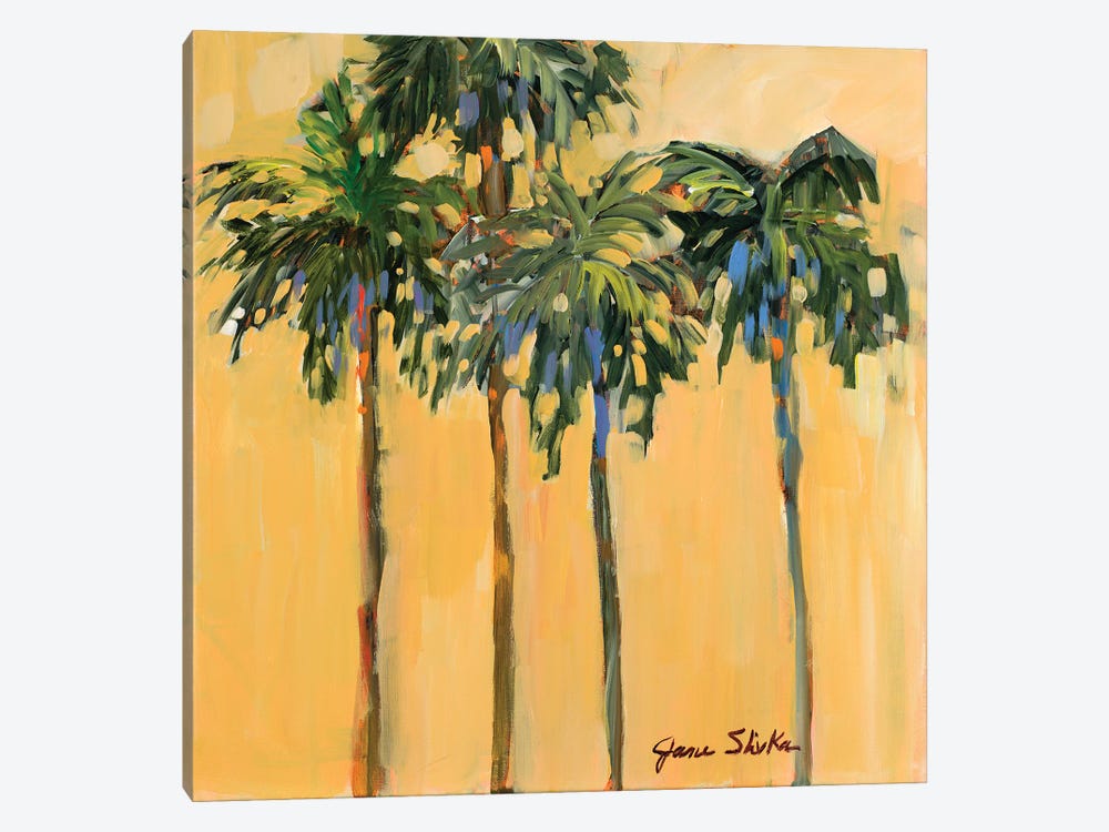 Tropical Palms On Yellow by Jane Slivka 1-piece Art Print