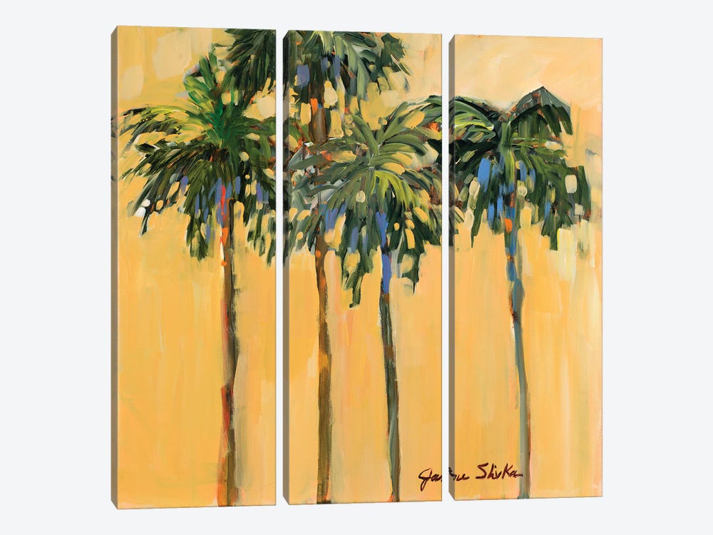 Tropical Palms On Yellow by Jane Slivka 3-piece Canvas Art Print