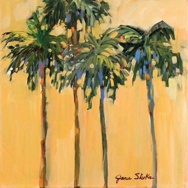 Tropical Living Room: Tropical Palms On Yellow by Jane Slivka