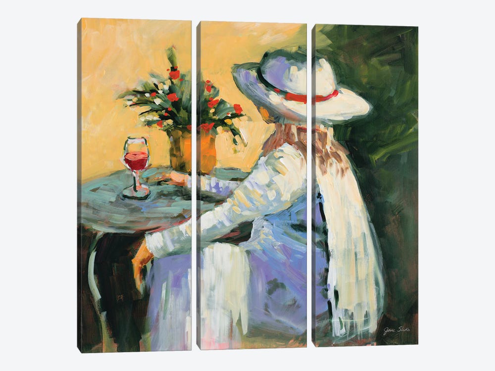 Wine In The Garden by Jane Slivka 3-piece Canvas Print