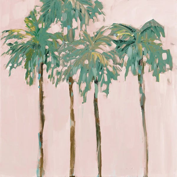 Jane Slivka: Tropical Palms on Pink I by Jane Slivka