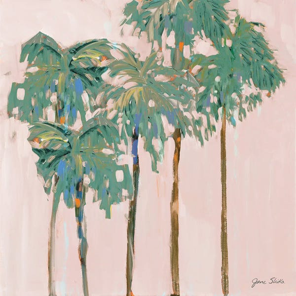 Jane Slivka: Tropical Palms on Pink II by Jane Slivka