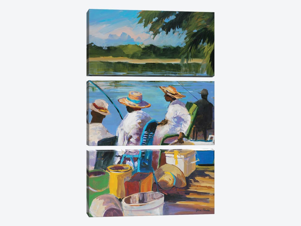 Fishing II by Jane Slivka 3-piece Canvas Wall Art
