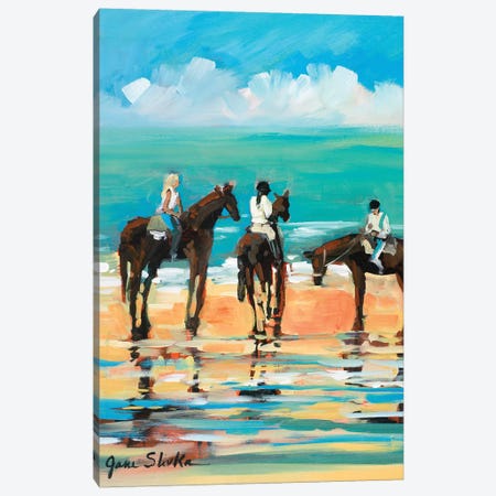 Horses on the Beach Canvas Print #JSL31} by Jane Slivka Canvas Wall Art