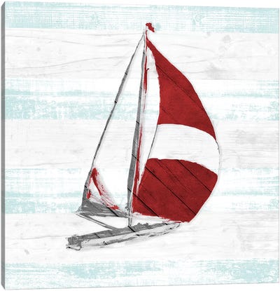 Red Full Sail I Canvas Art Print