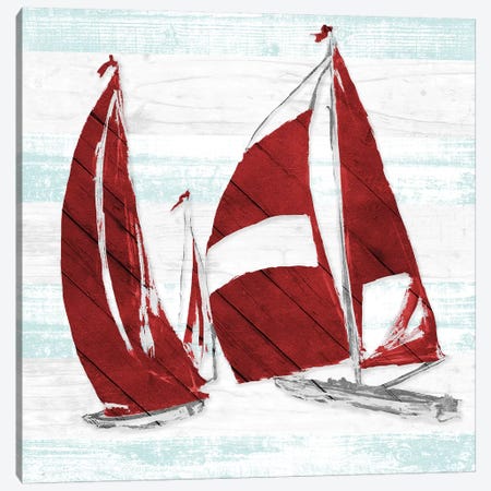 Red Full Sail II Canvas Print #JSL56} by Jane Slivka Art Print
