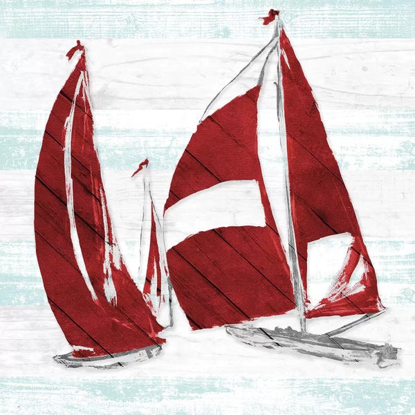 Nautical Décor: Red Full Sail II by Jane Slivka