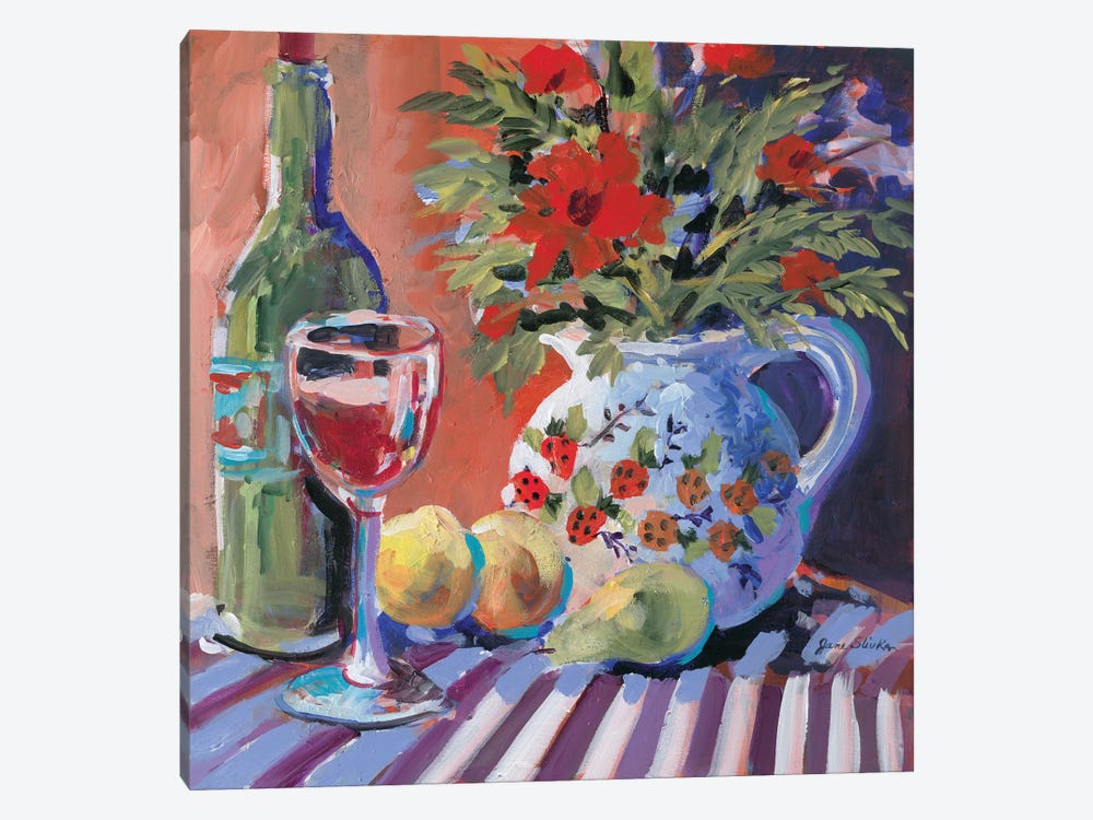 Red Wine and Table by Jane Slivka 1-piece Art Print