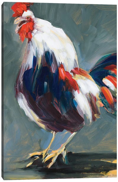 Rising Rooster Canvas Art Print - Chicken & Rooster Art