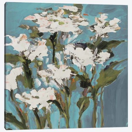 Wild Flowers on Blue I Canvas Print #JSL81} by Jane Slivka Art Print