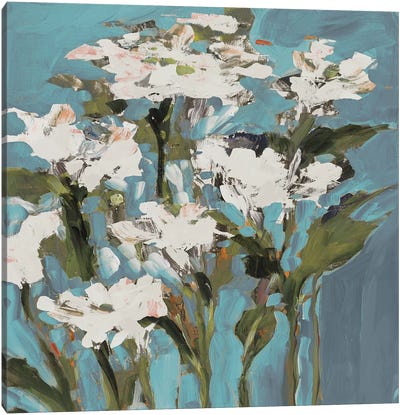Wild Flowers on Blue I Canvas Art Print