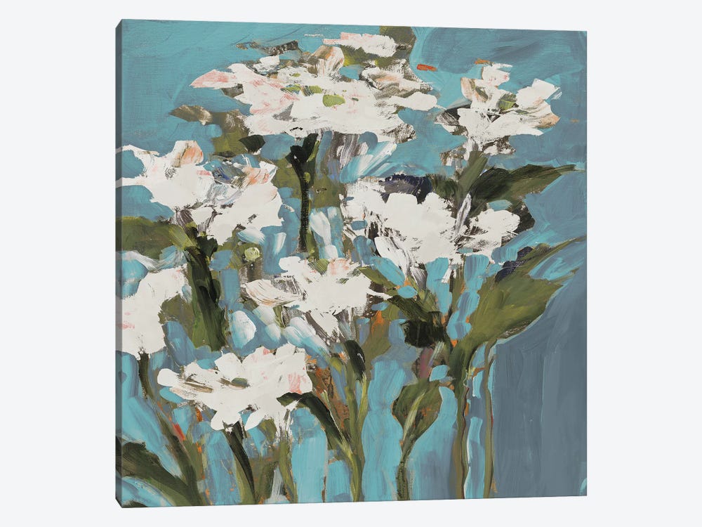 Wild Flowers on Blue I by Jane Slivka 1-piece Canvas Art