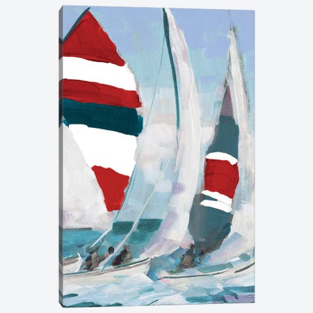 Red and Blue Sail II Canvas Print #JSL89} by Jane Slivka Art Print