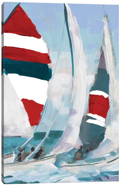 Red and Blue Sail II Canvas Art Print