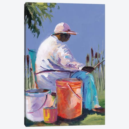 Sisters Fishing I Canvas Print #JSL90} by Jane Slivka Canvas Art