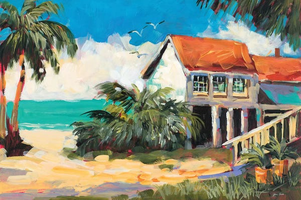 Large Coastal Art - Canvas Prints: Tropical Getaway by Jane Slivka
