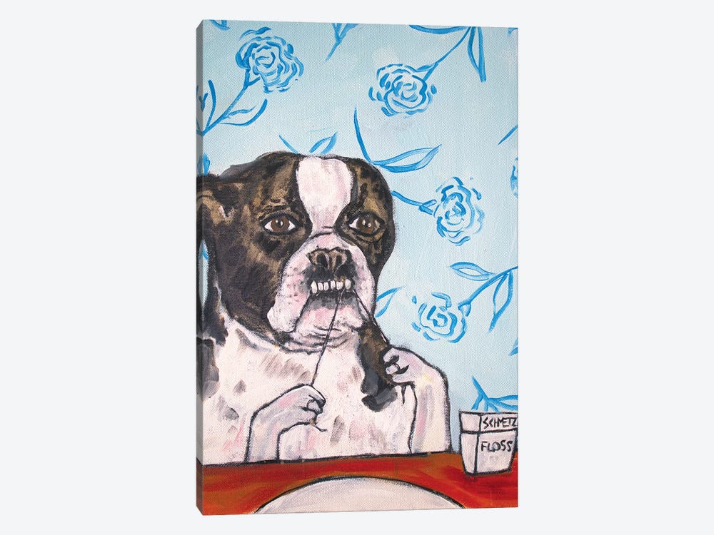 Boston Terrier Floss by Jay Schmetz 1-piece Canvas Print