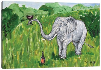 Elephant Wine Canvas Art Print - Jay Schmetz