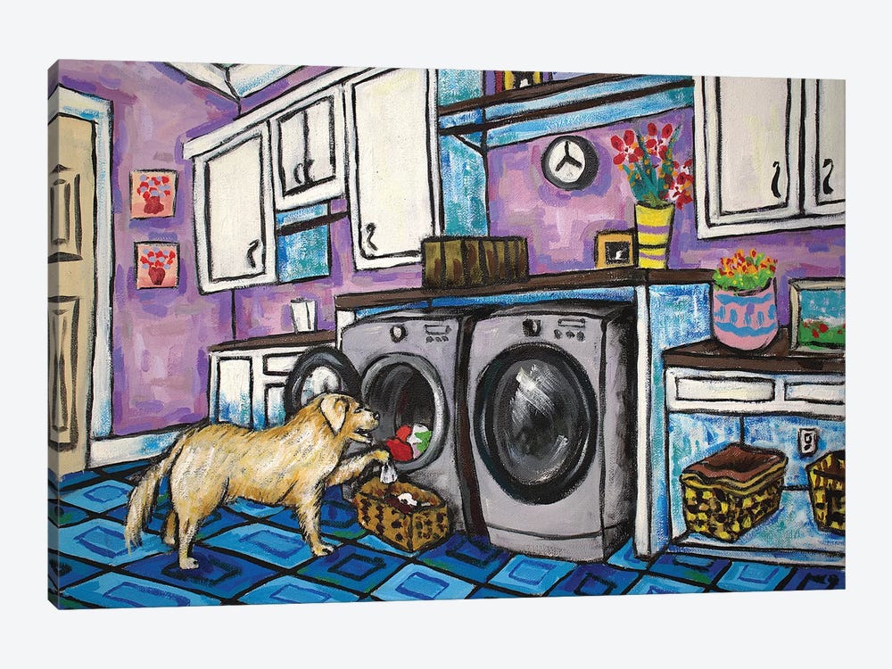 Golden Retriever Laundry by Jay Schmetz 1-piece Canvas Wall Art