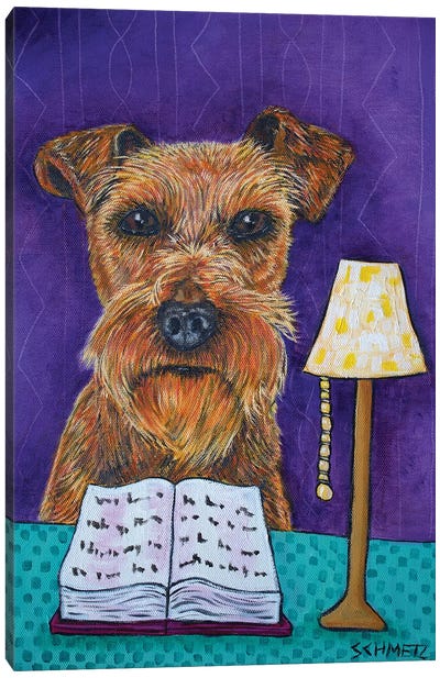 Irish Terrier Reading Canvas Art Print