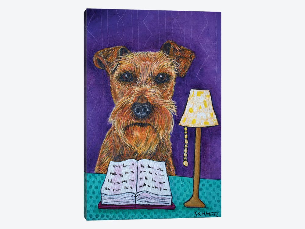 Irish Terrier Reading 1-piece Canvas Wall Art