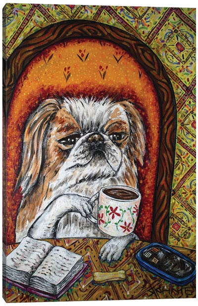 Pekingese Coffee Canvas Art Print - Jay Schmetz