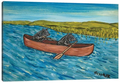 Pig Canoe Canvas Art Print