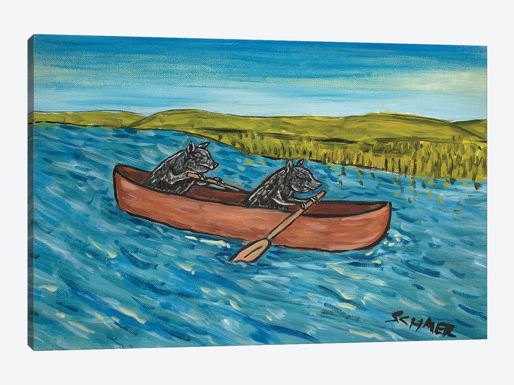 Pig Canoe by Jay Schmetz 1-piece Canvas Print
