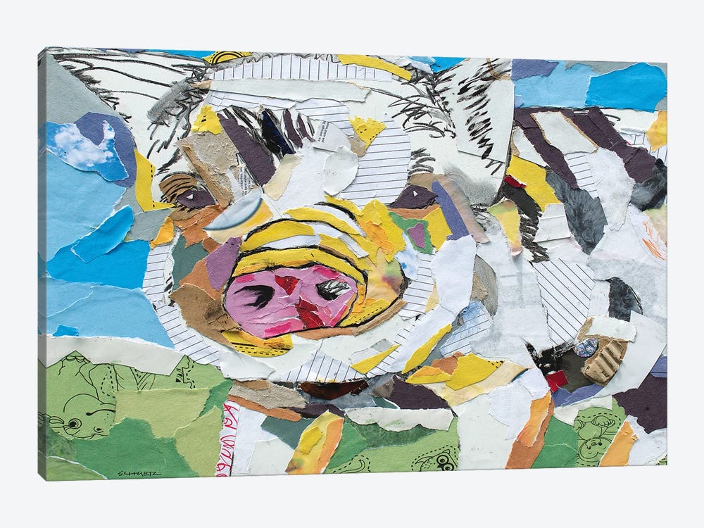 Pig Collage by Jay Schmetz 1-piece Canvas Artwork