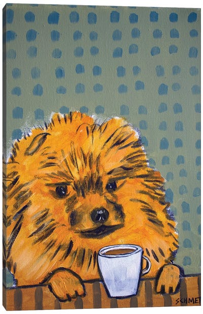 Pomeranian Coffee Canvas Art Print