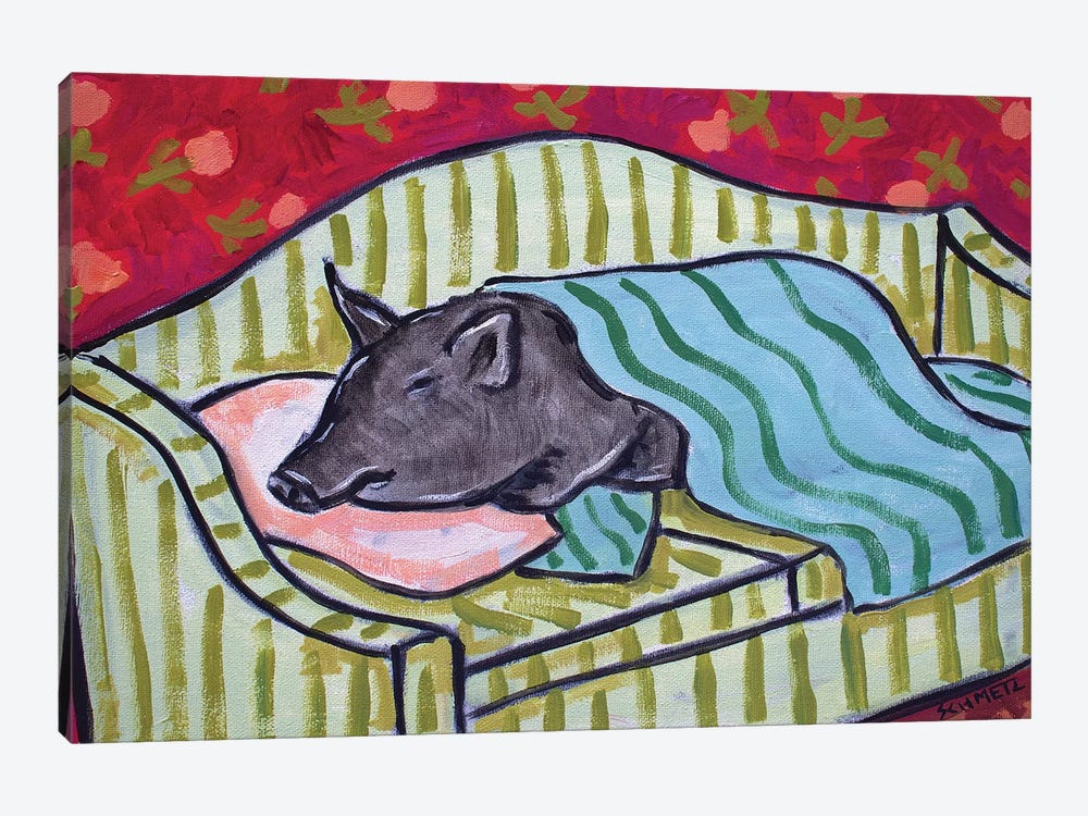 Pot Belly Pig Nap On Couch by Jay Schmetz 1-piece Canvas Artwork