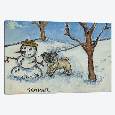 Pug Snowman Canvas Print #JSM54} by Jay Schmetz Canvas Art