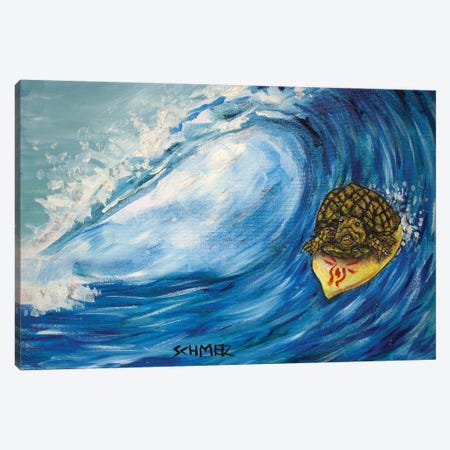 Turtle Surfing Canvas Print #JSM66} by Jay Schmetz Canvas Art Print