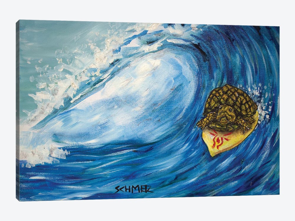 Turtle Surfing by Jay Schmetz 1-piece Canvas Wall Art