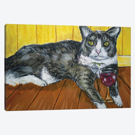 Tuxedo Cat Wine Canvas Print #JSM67} by Jay Schmetz Canvas Print