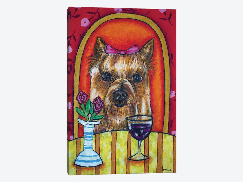 Yorkie Wine by Jay Schmetz 1-piece Canvas Print
