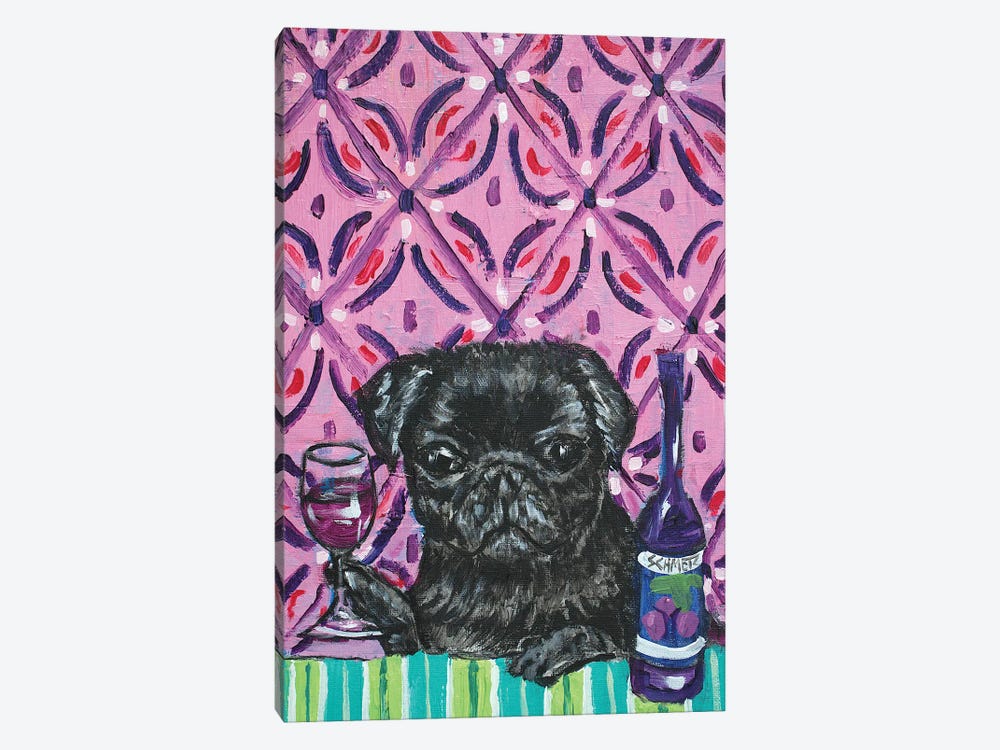 Black Pug Wine by Jay Schmetz 1-piece Art Print