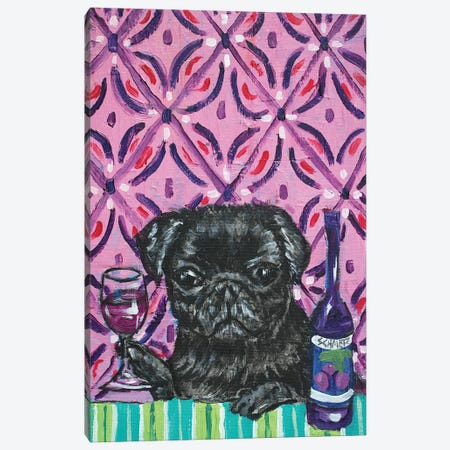 Black Pug Wine Canvas Print #JSM7} by Jay Schmetz Canvas Artwork