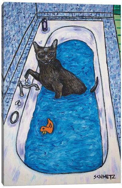 Bombay Cat Bath Canvas Art Print - Jay Schmetz